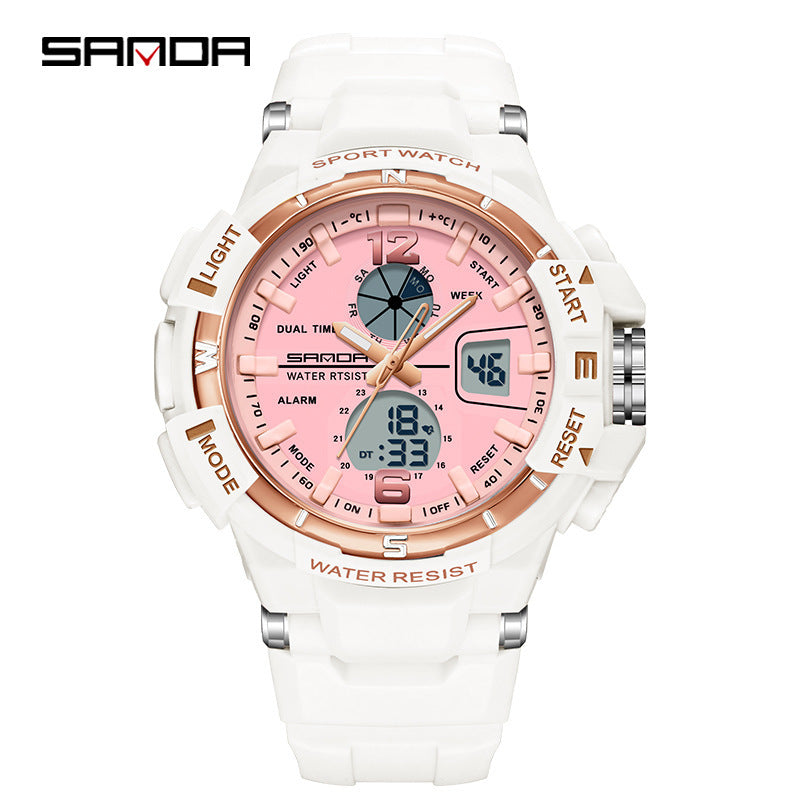 Couple Electronic Watch With Pointer Display, Round Dial, TPU Strap, And Durable ABS Case