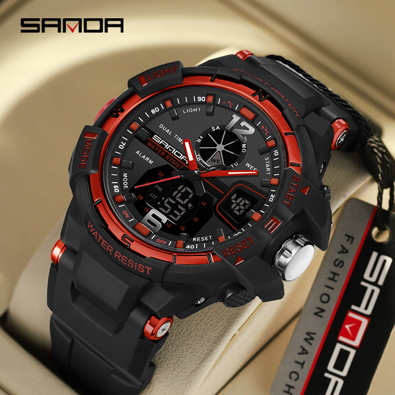 Couple Electronic Watch With Pointer Display, Round Dial, TPU Strap, And Durable ABS Case