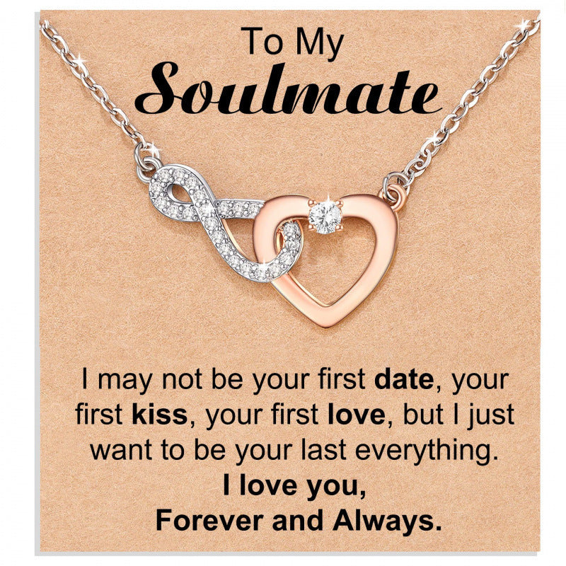Heart Shape Rose Gold Necklace For Women Featuring Zinc Alloy Pendant With Rhinestones On A Slider Chain