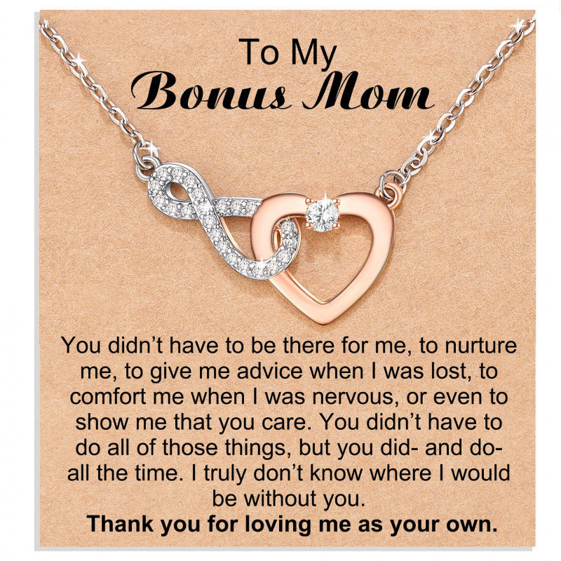Heart Shape Rose Gold Necklace For Women Featuring Zinc Alloy Pendant With Rhinestones On A Slider Chain