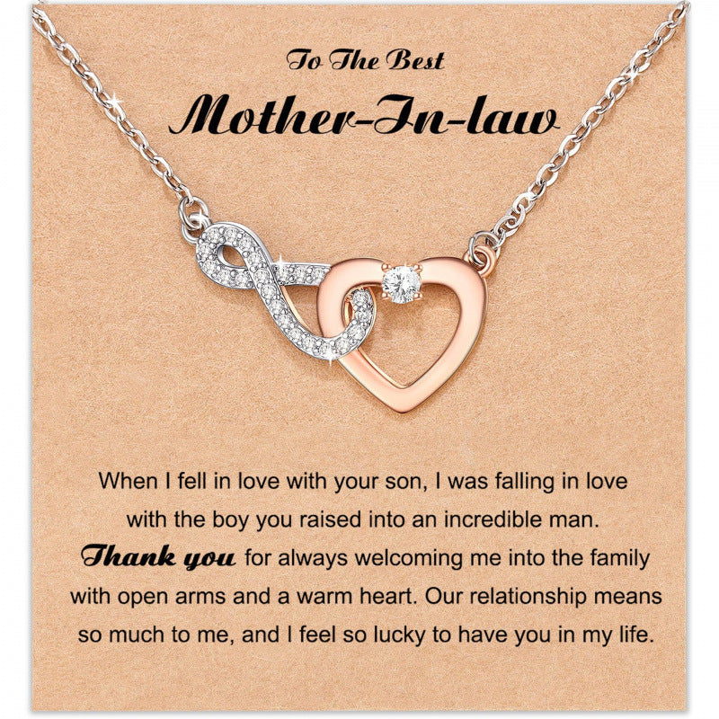 Heart Shape Rose Gold Necklace For Women Featuring Zinc Alloy Pendant With Rhinestones On A Slider Chain