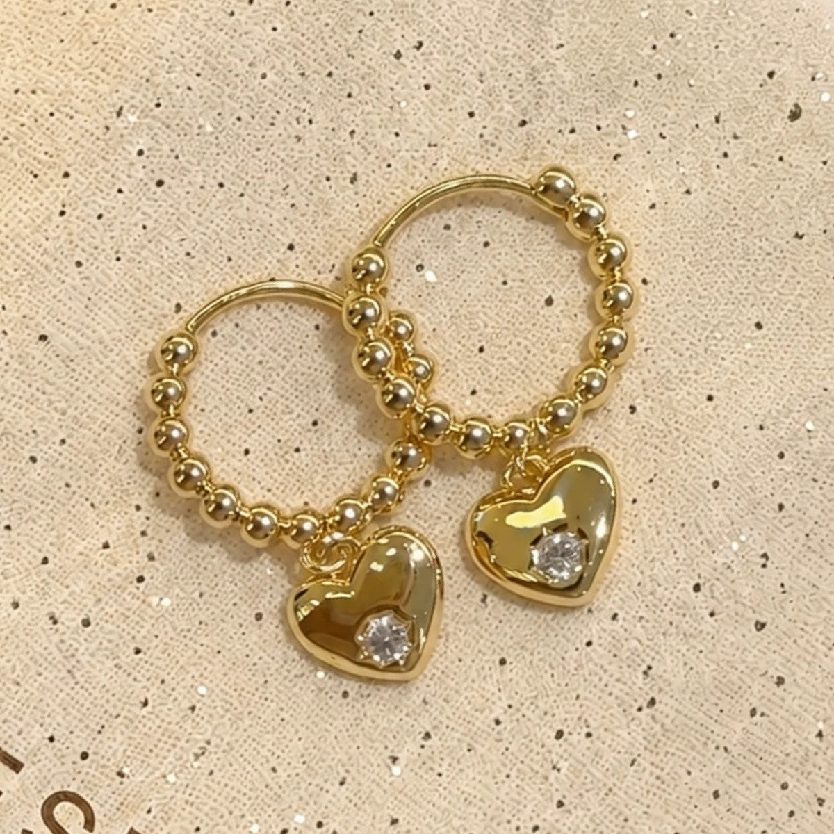 Heart Shape Earrings For Women In Gold Featuring 925 Sterling Silver Posts With Retro Style, Made Of Zinc Alloy