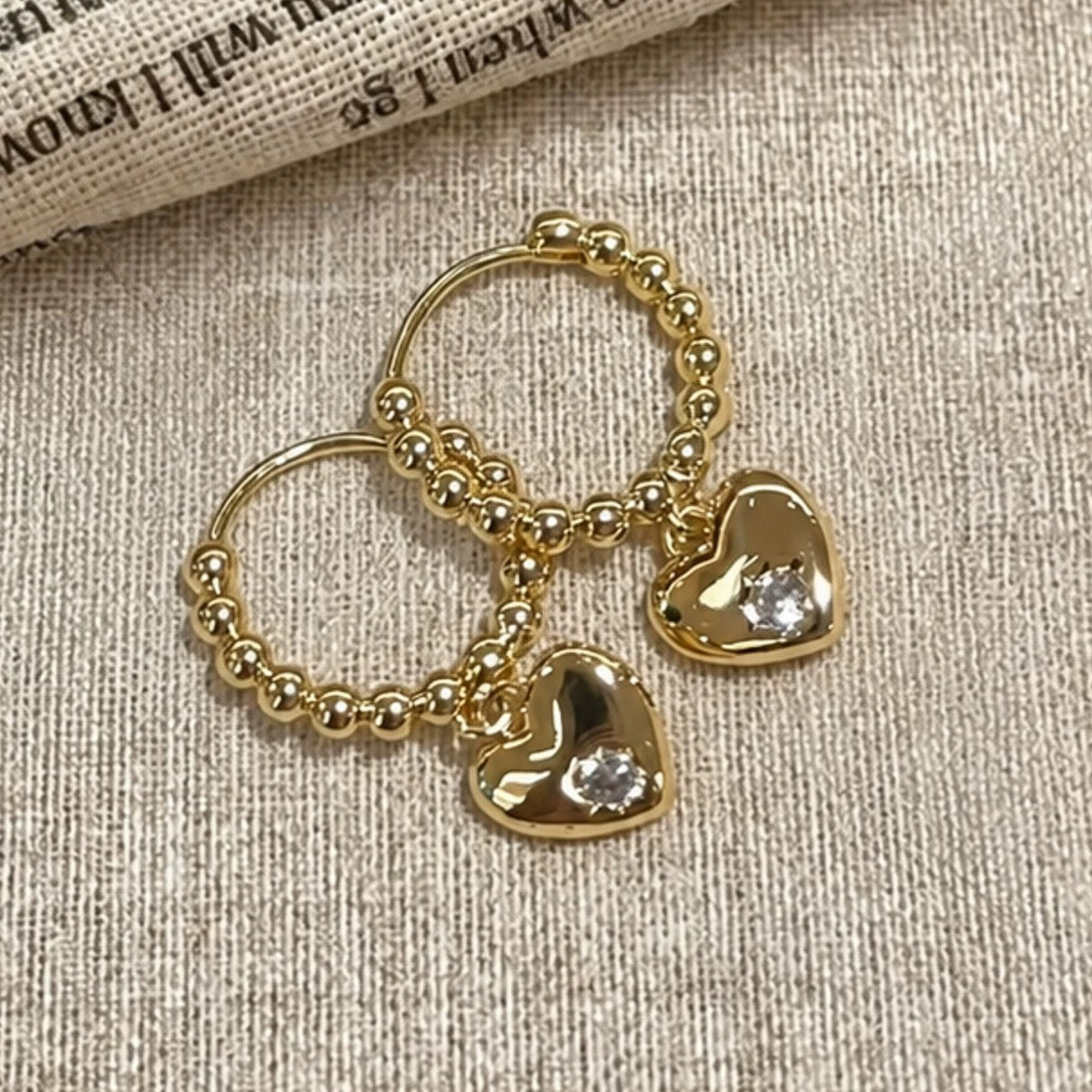 Heart Shape Earrings For Women In Gold Featuring 925 Sterling Silver Posts With Retro Style, Made Of Zinc Alloy