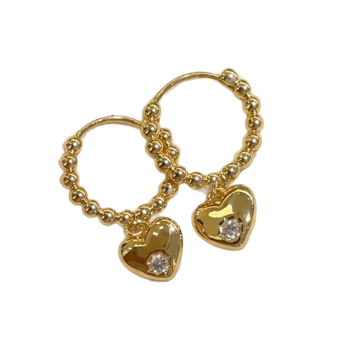 Heart Shape Earrings For Women In Gold Featuring 925 Sterling Silver Posts With Retro Style, Made Of Zinc Alloy