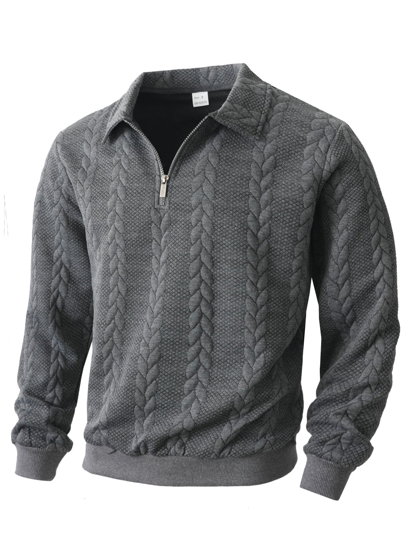 Men's Casual Solid Color Khaki Long Sleeve Hoodie In Polyester Fabric