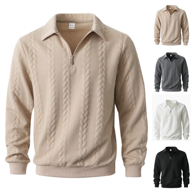 Men's Casual Solid Color Khaki Long Sleeve Hoodie In Polyester Fabric