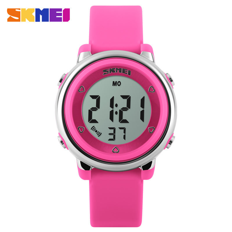 Children Unisex Electronic Watch With Round Dial, Plastic Mirror, Number Display, And Silica Gel Strap