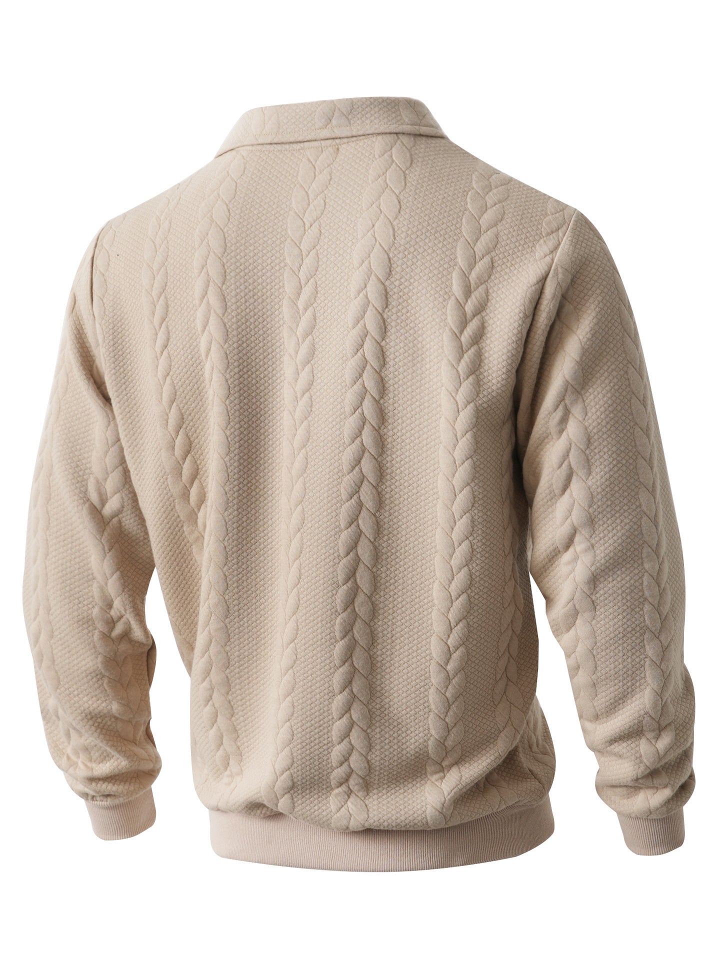 Men's Casual Solid Color Khaki Long Sleeve Hoodie In Polyester Fabric