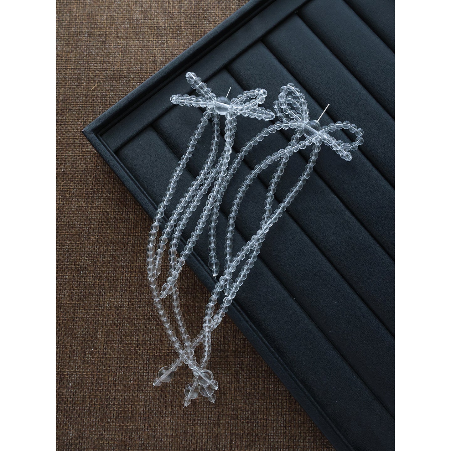 Exaggerated Bow Tie Tassel Earrings For Women With 925 Sterling Silver Studs And White Crystal Inlay