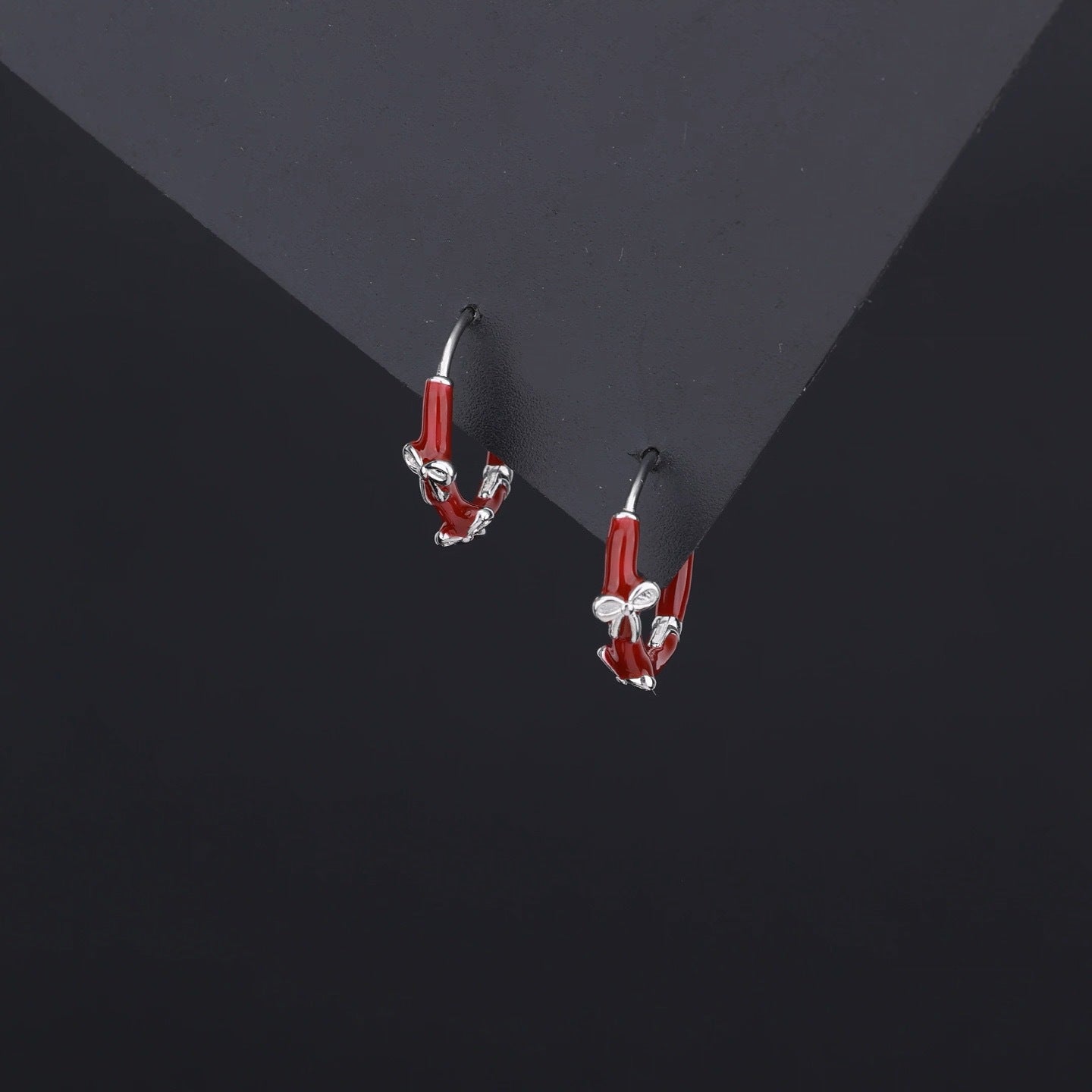 Bow Tie Enamel Earrings For Women In Retro Style With 925 Sterling Silver Ear Pins And Real Gold Plating