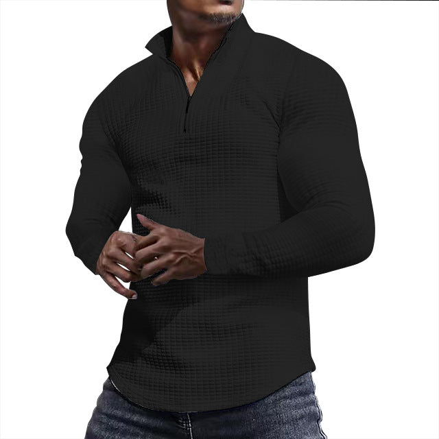 Men's Gingham Long Sleeve Hoodie In White Cotton Blends Featuring Jacquard Craft