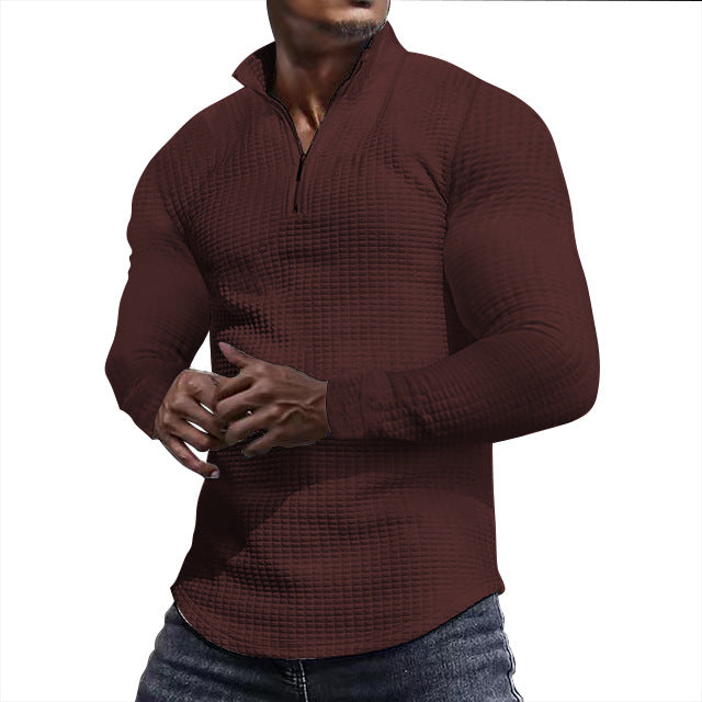 Men's Gingham Long Sleeve Hoodie In White Cotton Blends Featuring Jacquard Craft