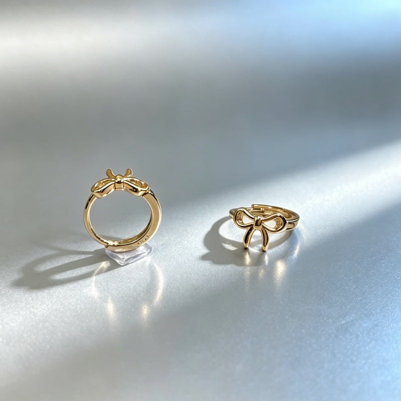 Bow Tie Earrings For Women Featuring Real Gold Plated Design With Copper Ear Pins
