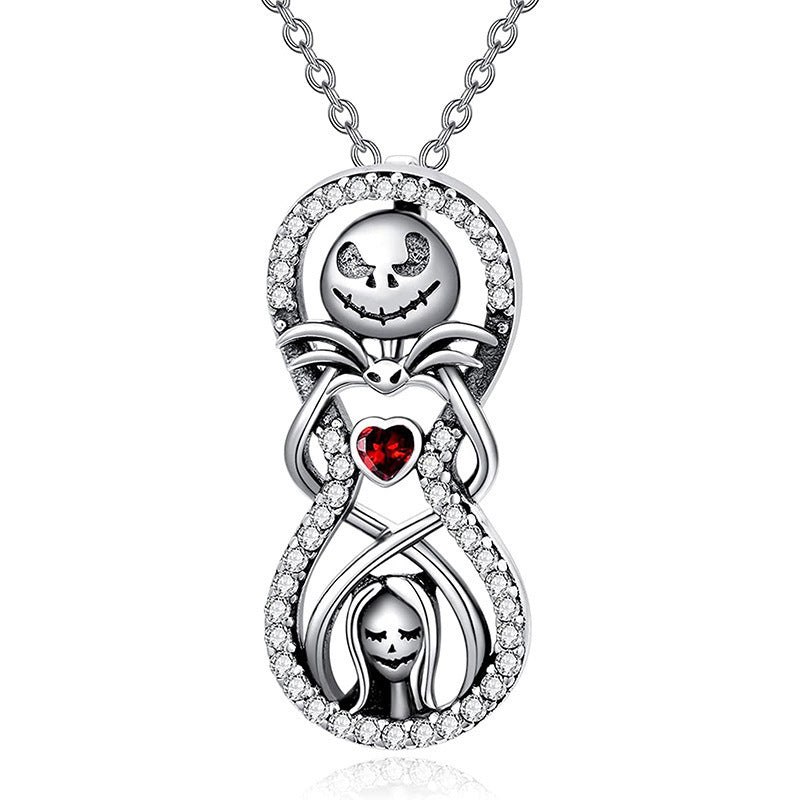 Halloween Heart Shape Pendant Necklace For Unisex Featuring Electroplated Alloy Pendant With Cable Chain