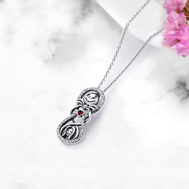 Halloween Heart Shape Pendant Necklace For Unisex Featuring Electroplated Alloy Pendant With Cable Chain