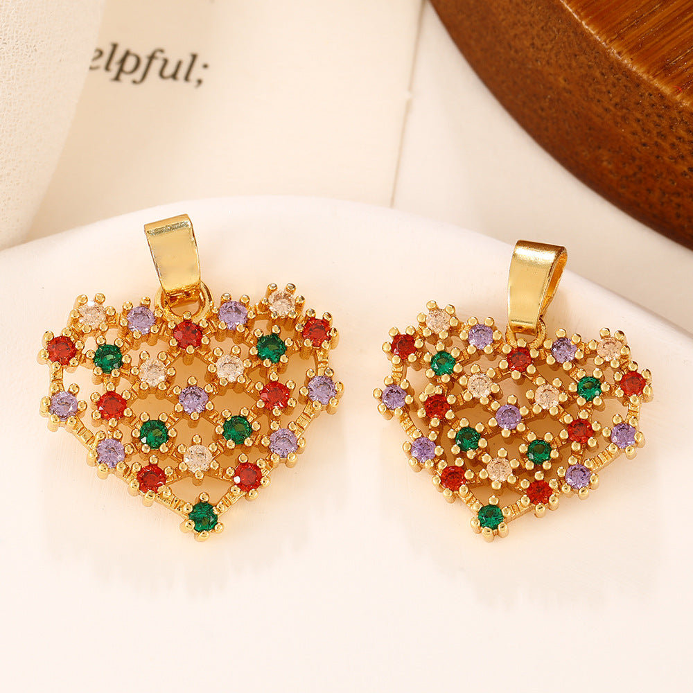 Heart Shape Copper Pendant With Zircon Inlay, Featuring Waterproof Non Tarnish Craftsmanship In Colour