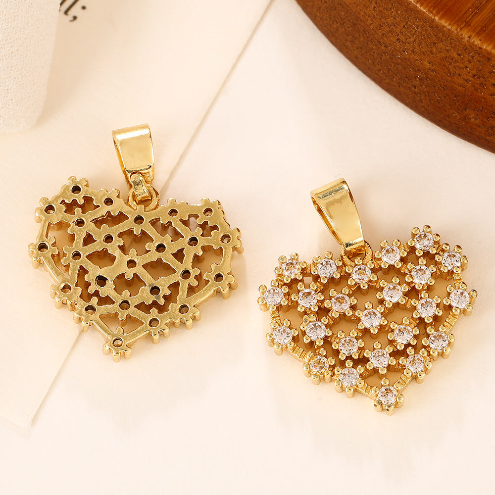 Heart Shape Copper Pendant With Zircon Inlay, Featuring Waterproof Non Tarnish Craftsmanship In Colour