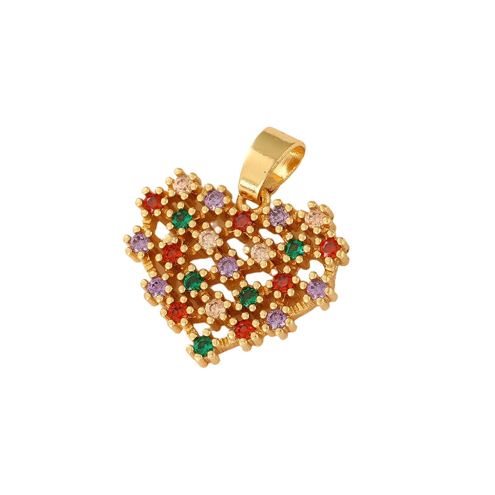 Heart Shape Copper Pendant With Zircon Inlay, Featuring Waterproof Non Tarnish Craftsmanship In Colour