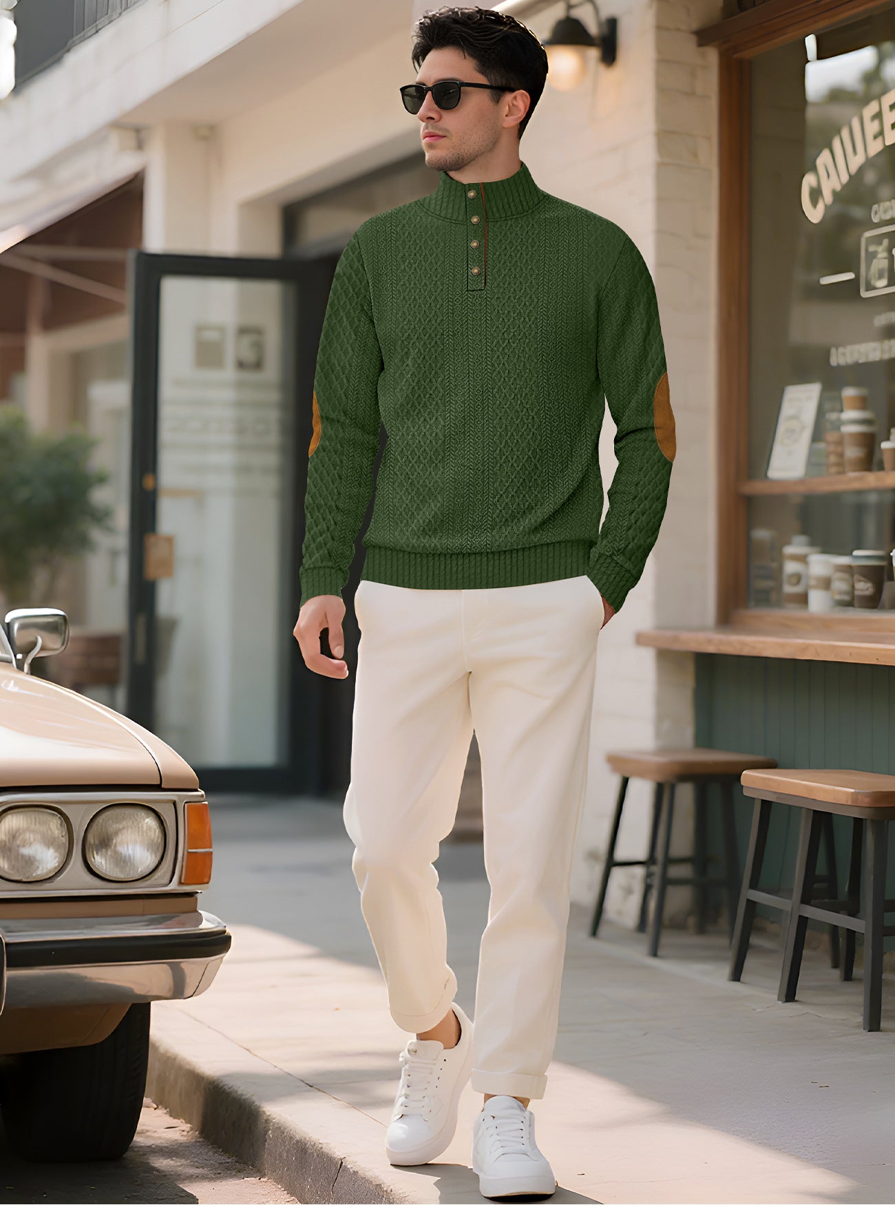 Solid Color Long Sleeve Casual Blouse In Polyester Featuring Jacquard Craft For Men