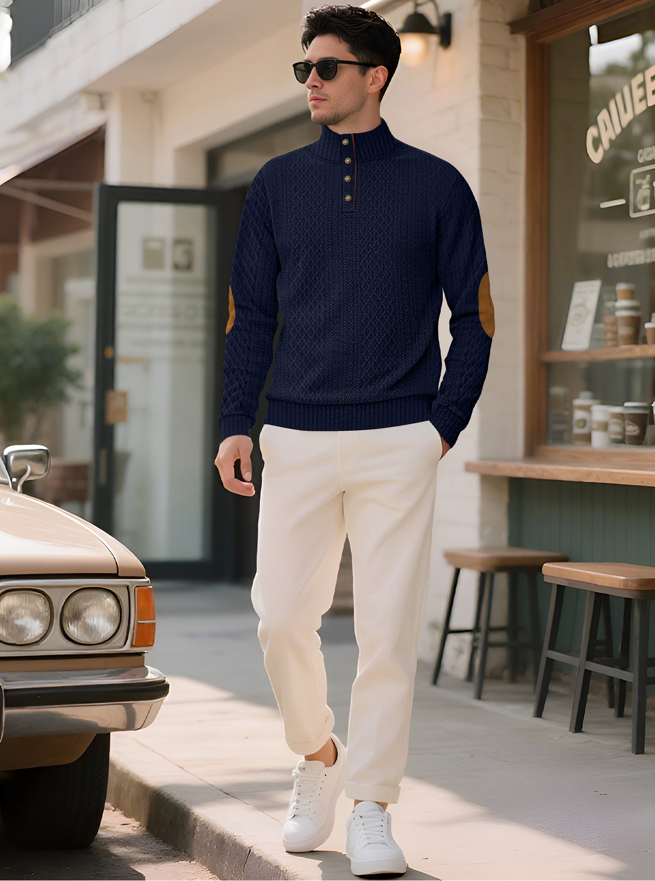 Solid Color Long Sleeve Casual Blouse In Polyester Featuring Jacquard Craft For Men