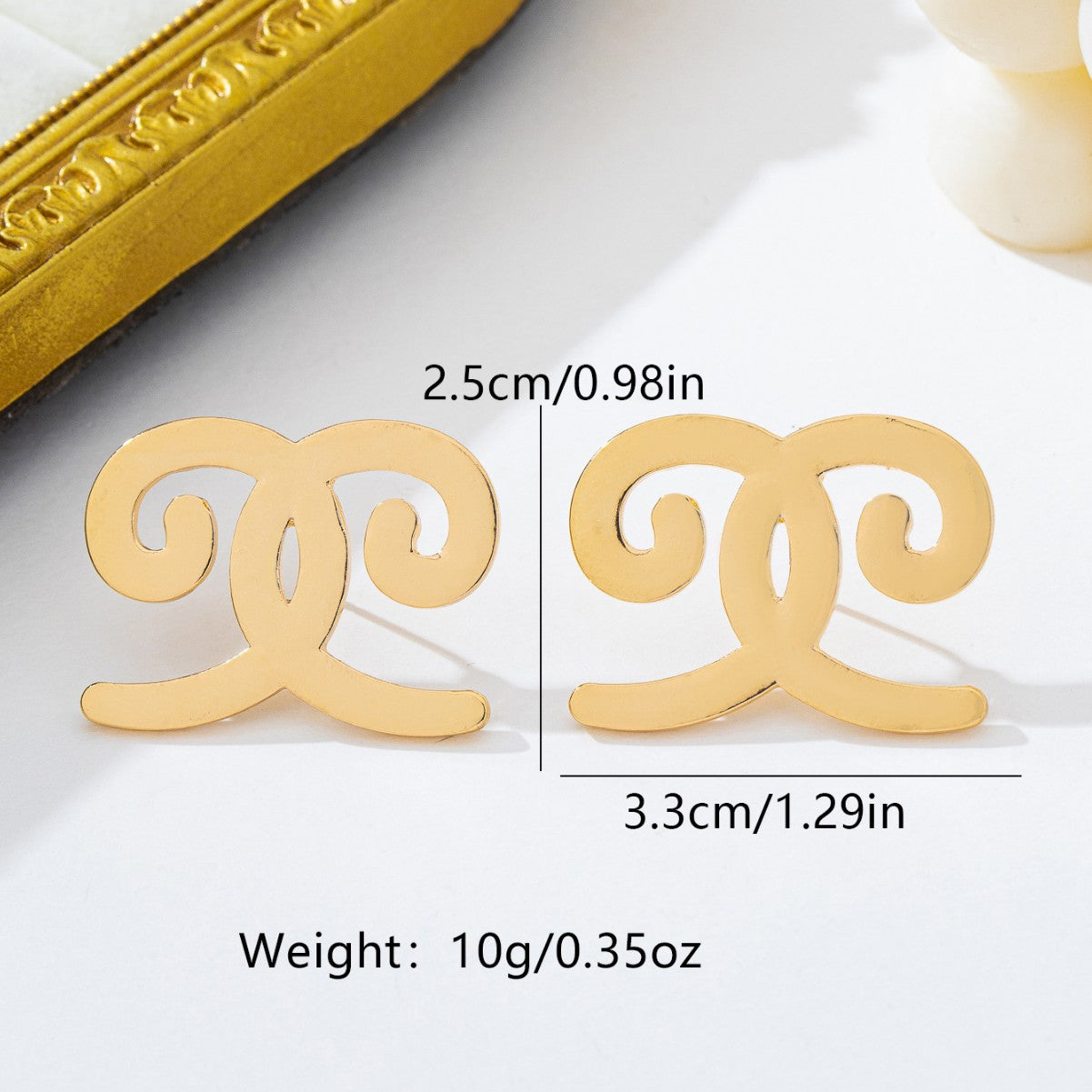 Double Ring Earrings For Women In Retro Style With 304 Stainless Steel Pins, Gold Zinc Alloy Design