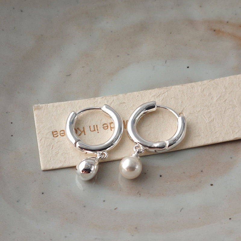 Gold Circle Earrings For Women Featuring Copper Ear Pins And Artificial Pearl Inlay