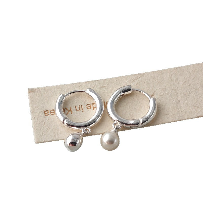 Gold Circle Earrings For Women Featuring Copper Ear Pins And Artificial Pearl Inlay