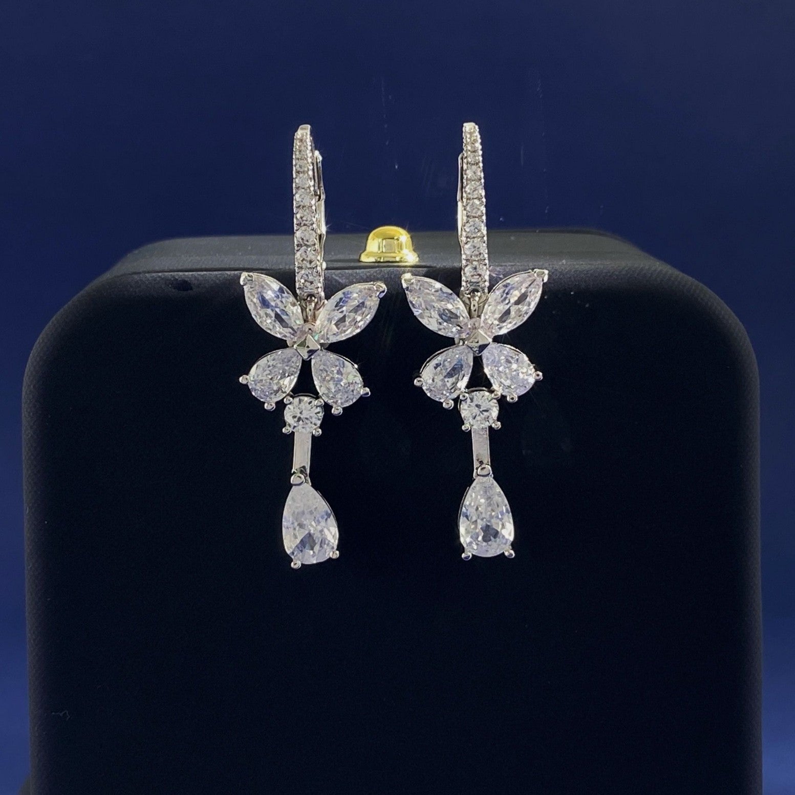 Elegant Water Droplets Earrings For Women With Real Gold Plated And Zircon Inlay, Featuring 304 Stainless Steel Studs