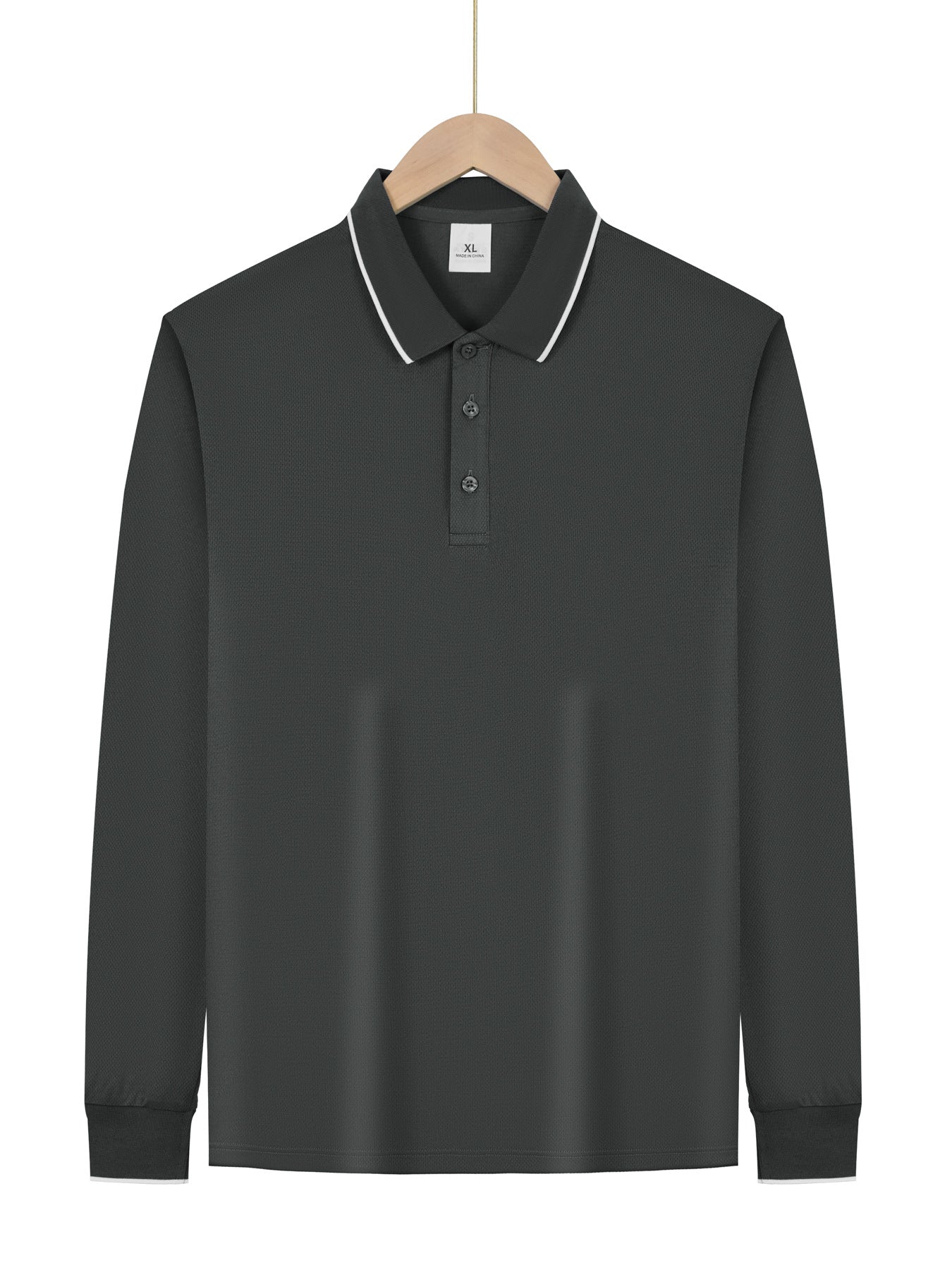 Solid Color Business Long Sleeve  For Men In Polyester Fabric With Lapel Collar