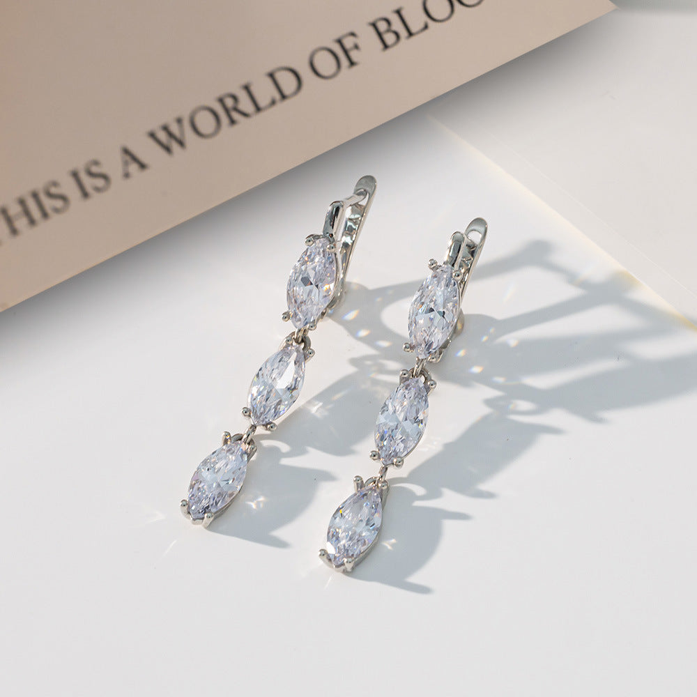 Geometric Earrings For Women With Brass Ear Pins, Electroplated 14K Real Gold Plated Brass Featuring Zircon Inlay