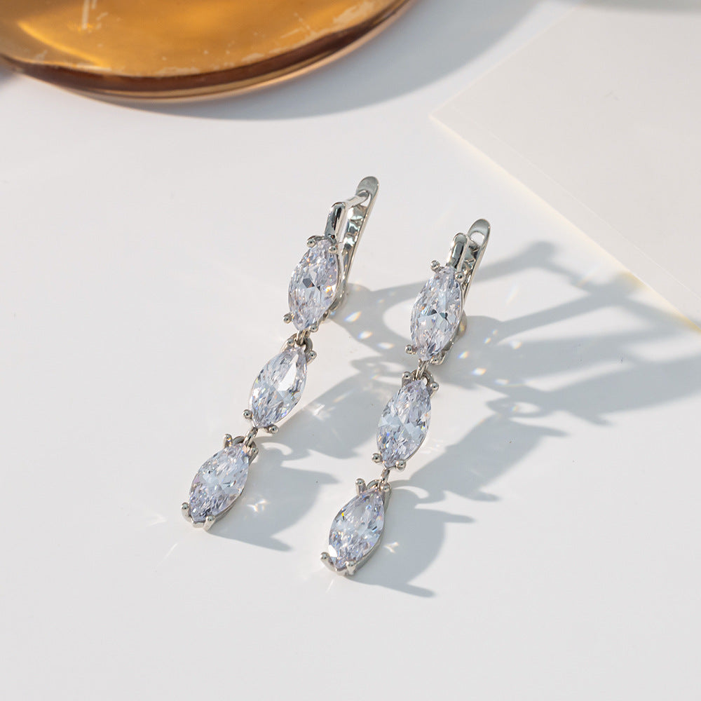 Geometric Earrings For Women With Brass Ear Pins, Electroplated 14K Real Gold Plated Brass Featuring Zircon Inlay