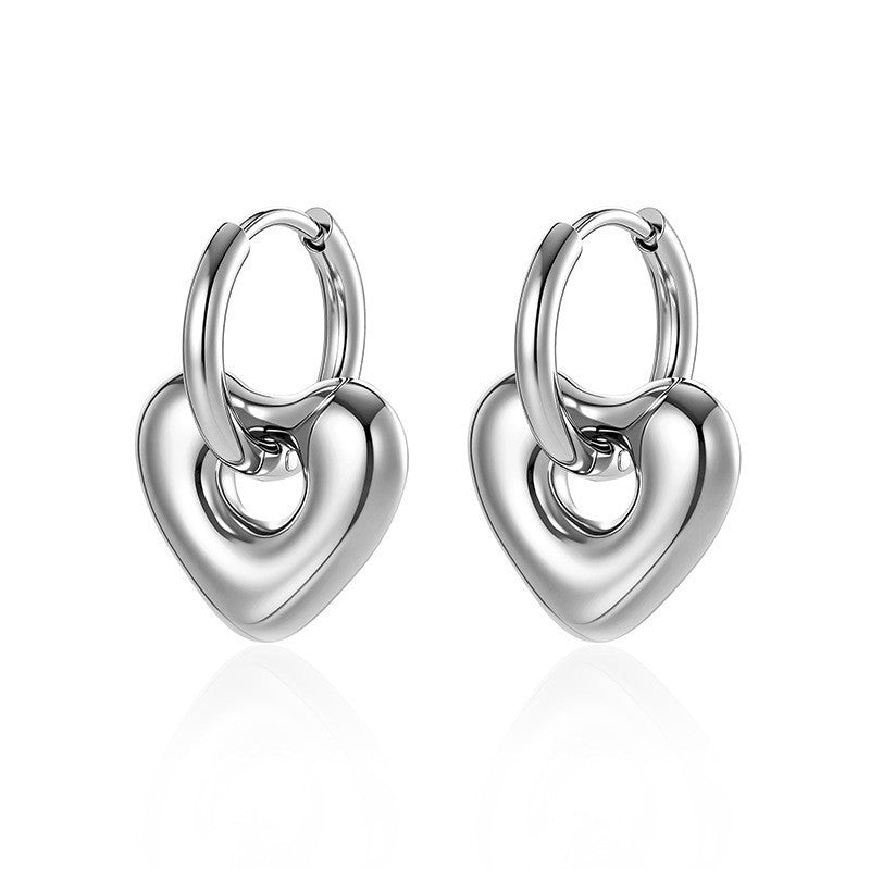 Heart Shape Stud Earrings For Women In Gold Featuring Electroplated Finish With 316 Stainless Steel Posts