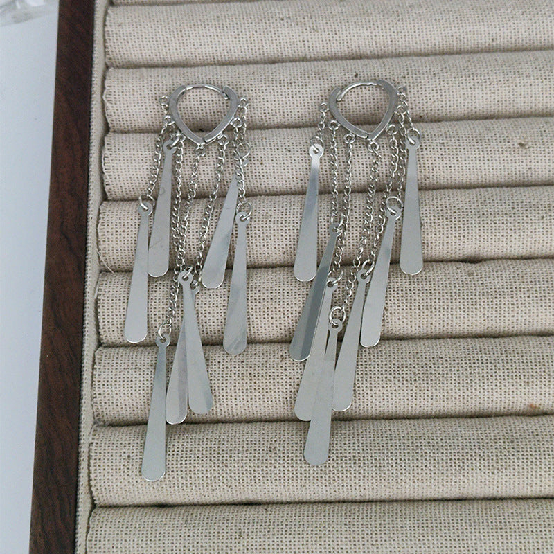 Irregular Tassel Earrings For Women In Retro Style With 925 Sterling Silver Studs And Real Gold Plated Copper