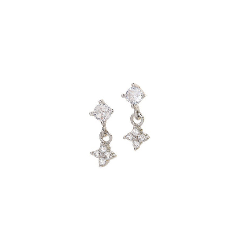 Lucky Heart Stud Earrings In Copper With Zircon Inlay, Sweet Style For Women