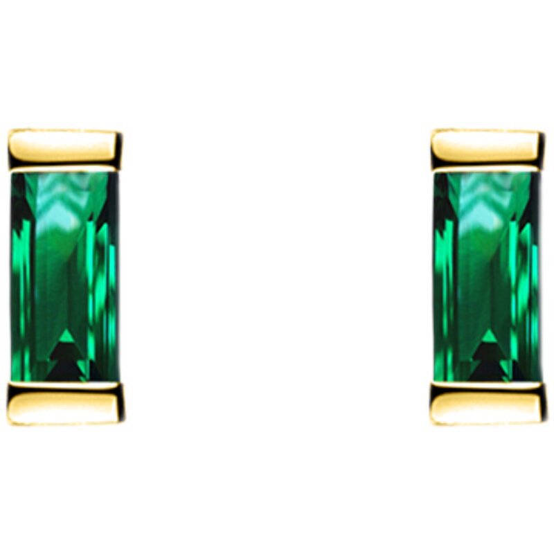 Geometric Stud Earrings For Women In Simple Style Featuring Copper Material With May Birthstone Emerald Inlay