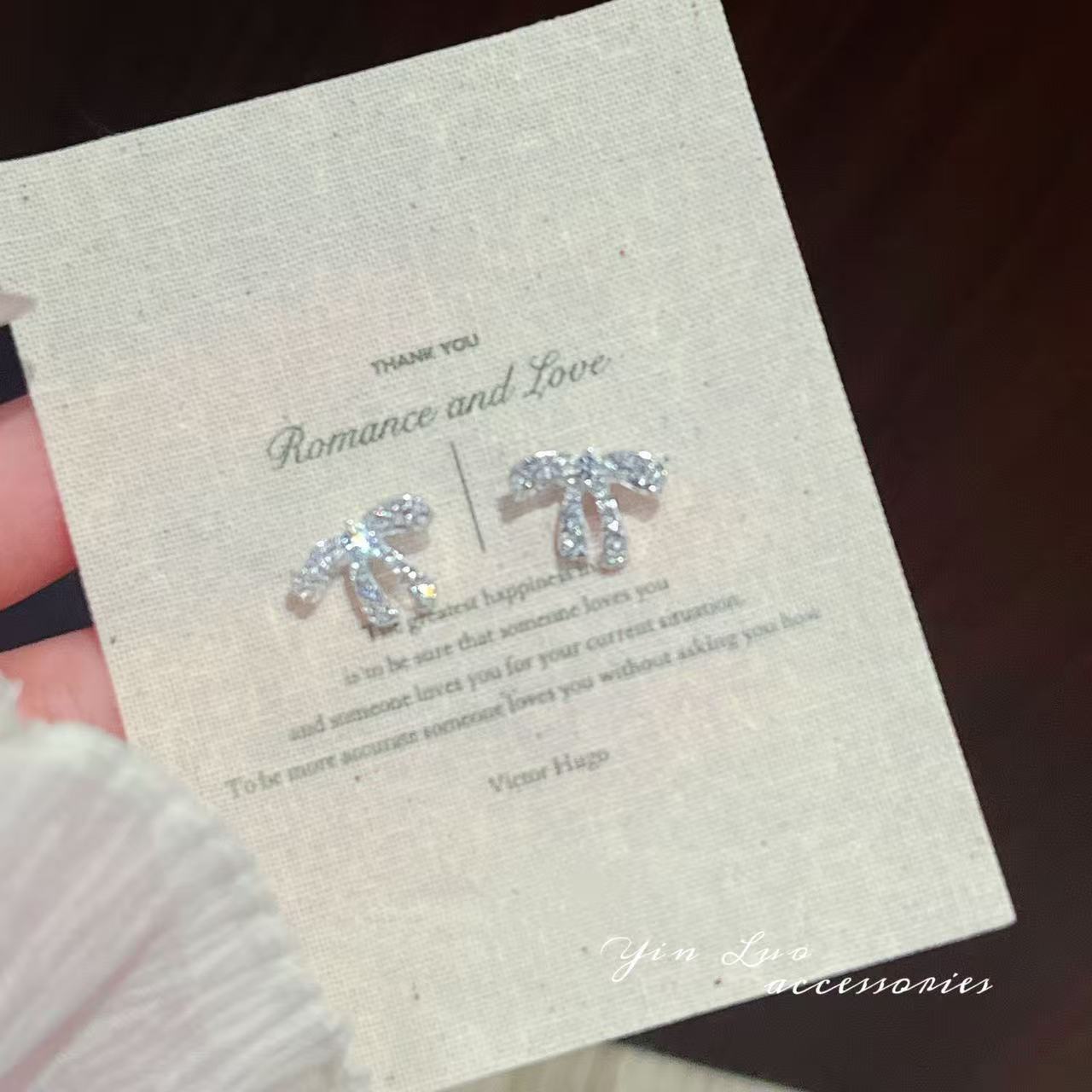 Bow Tie Stud Earrings For Women In New Style Featuring Copper Posts And Rhinestone Inlay With Electroplated Alloy