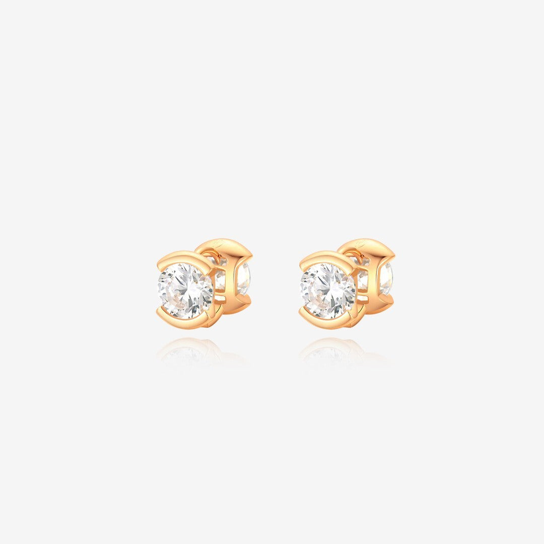 Bubble Stud Earrings In Alloy With Copper Posts, Simple Style For Women, Available In Gold