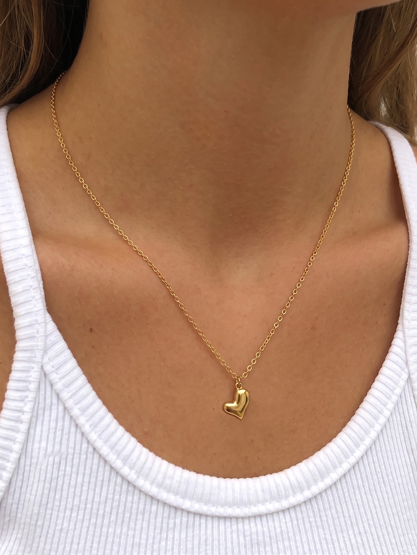 Heart Shape Necklace For Women, Waterproof Non Tarnish 304 Stainless Steel With 18K Real Gold Plated PVD Coated Cable Chain