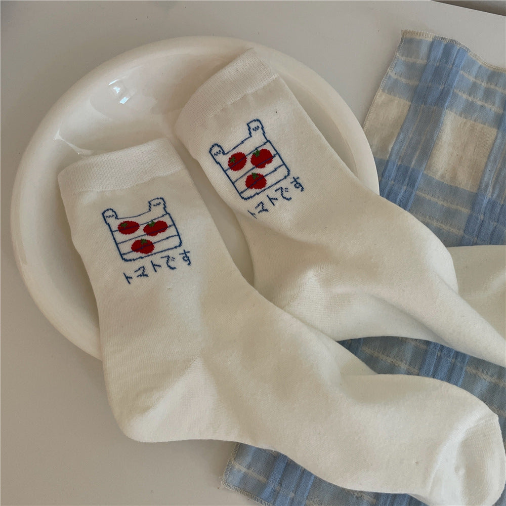 New Style Solid Color Polyester Socks For Women, Multicolor, Suitable For Spring And Summer
