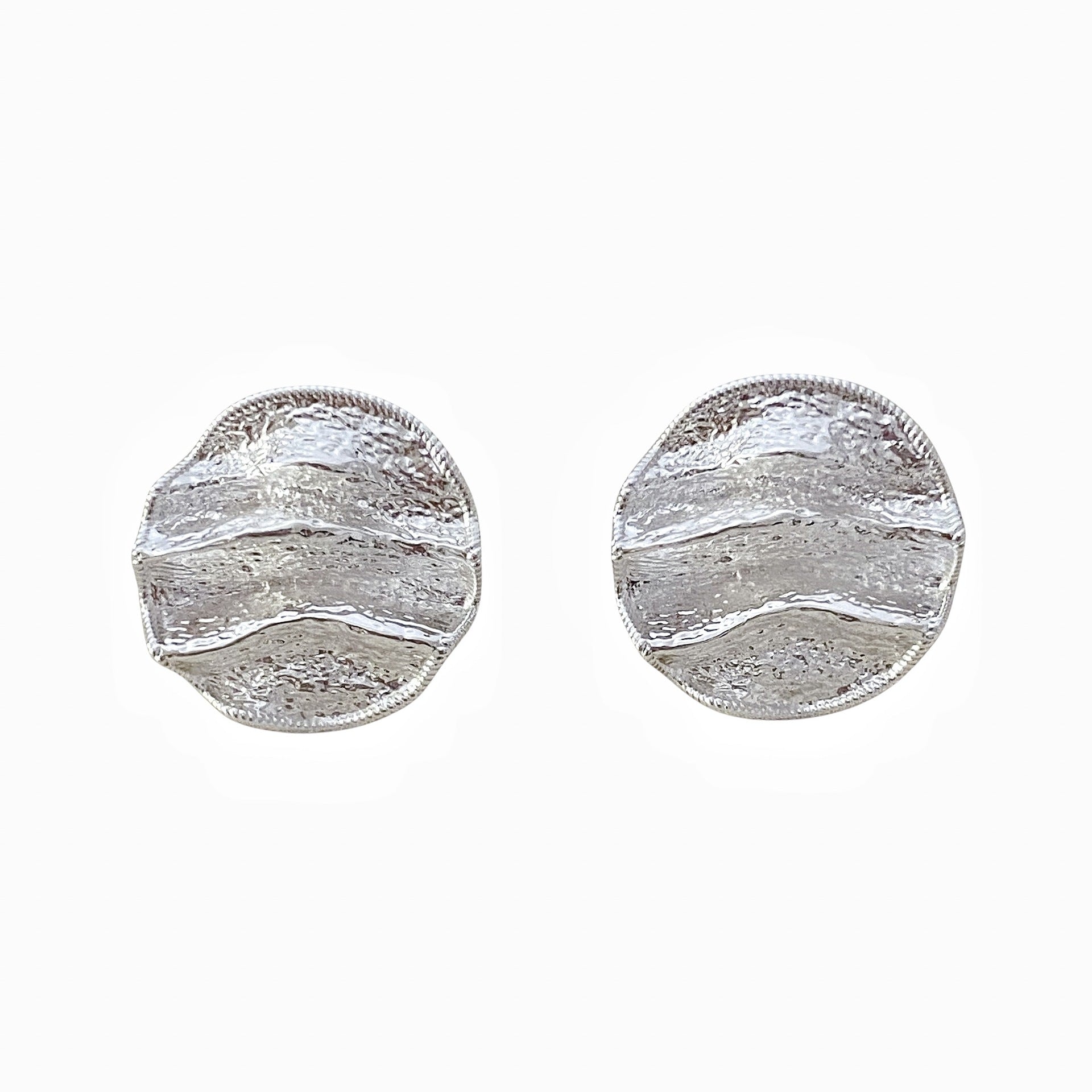 Folds Copper Stud Earrings With Real Gold Plated Finish, Exaggerated Style For Women