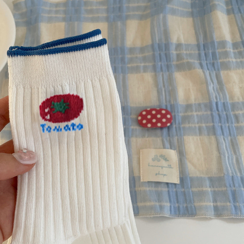 New Style Solid Color Polyester Socks For Women, Multicolor, Suitable For Spring And Summer