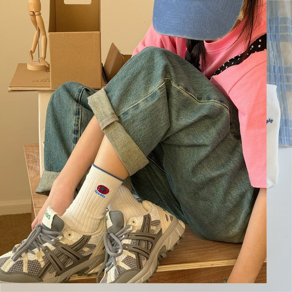 New Style Solid Color Polyester Socks For Women, Multicolor, Suitable For Spring And Summer