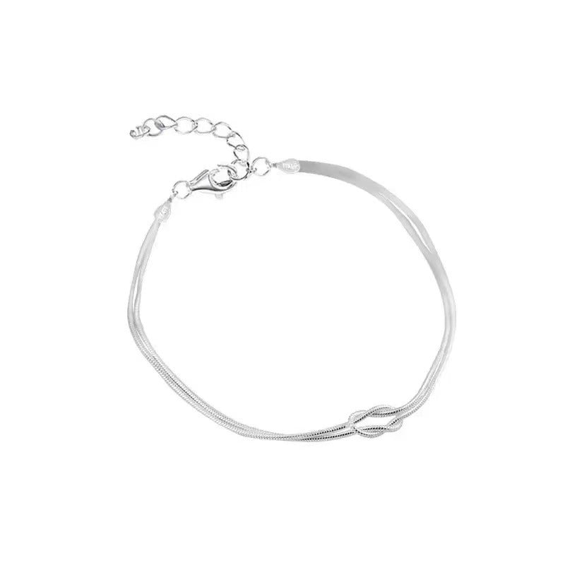 Knot Bracelets For Women Featuring Copper Snake Chain With Silver Plated Electroplated Finish