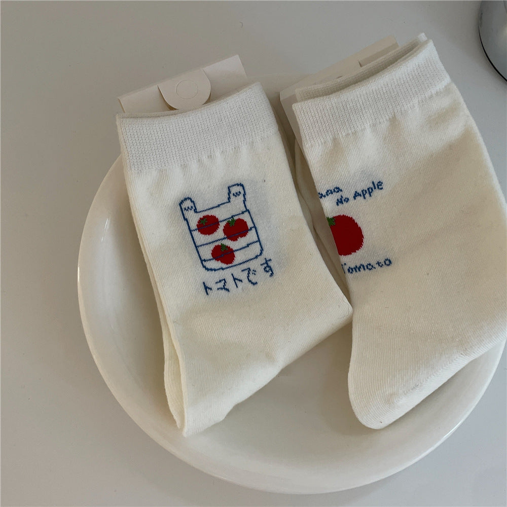 New Style Solid Color Polyester Socks For Women, Multicolor, Suitable For Spring And Summer