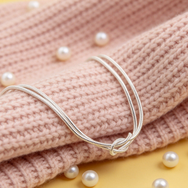 Knot Bracelets For Women Featuring Copper Snake Chain With Silver Plated Electroplated Finish