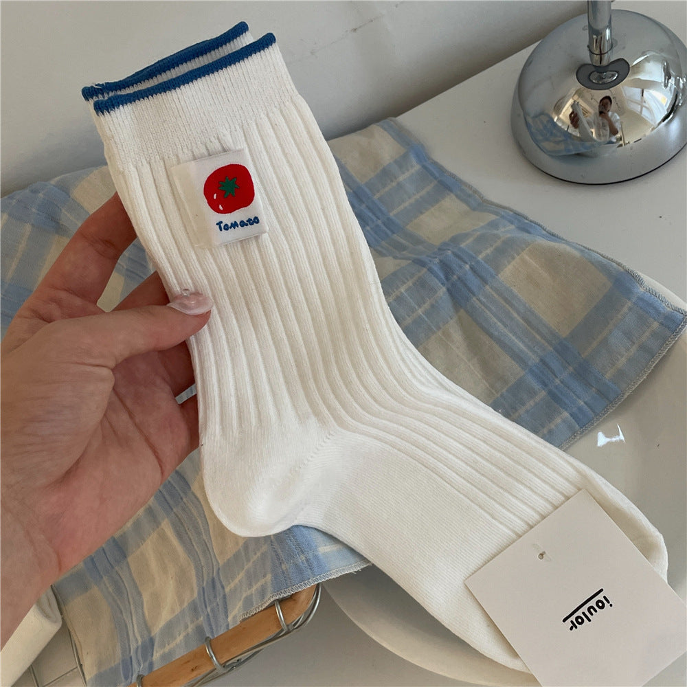 New Style Solid Color Polyester Socks For Women, Multicolor, Suitable For Spring And Summer