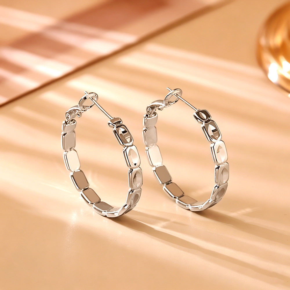 Geometric Earrings For Women In Real Gold Plated Copper Featuring 925 Sterling Silver Ear Pins