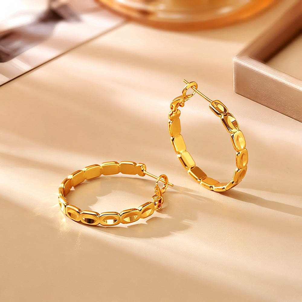 Geometric Earrings For Women In Real Gold Plated Copper Featuring 925 Sterling Silver Ear Pins