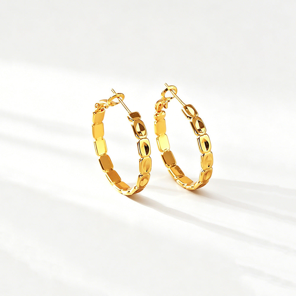 Geometric Earrings For Women In Real Gold Plated Copper Featuring 925 Sterling Silver Ear Pins