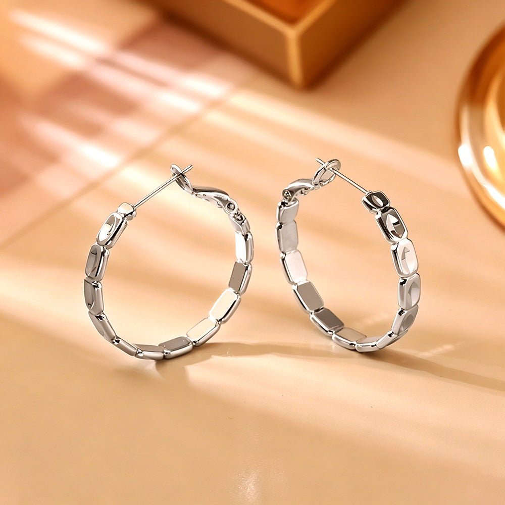Geometric Earrings For Women In Real Gold Plated Copper Featuring 925 Sterling Silver Ear Pins